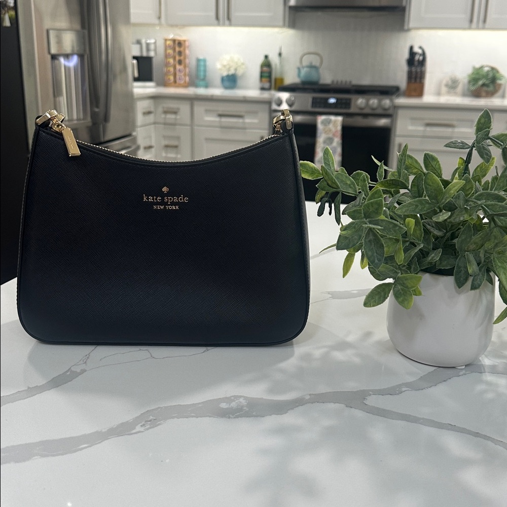 kate spade Black Leather Shoulder Bag with Gold Accents - Picture 4 of 8